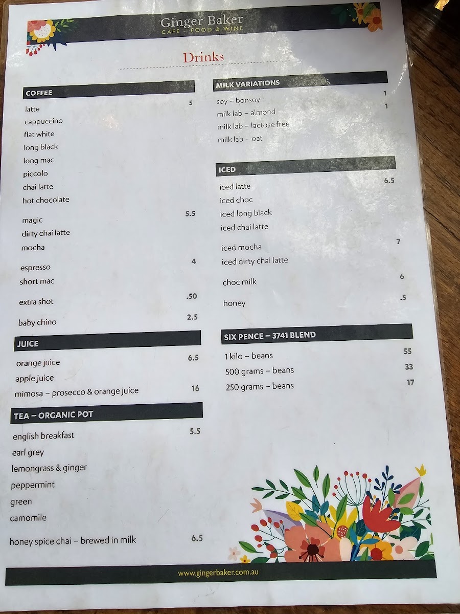 Menu Ginger Baker Cafe - Food & Wine-3